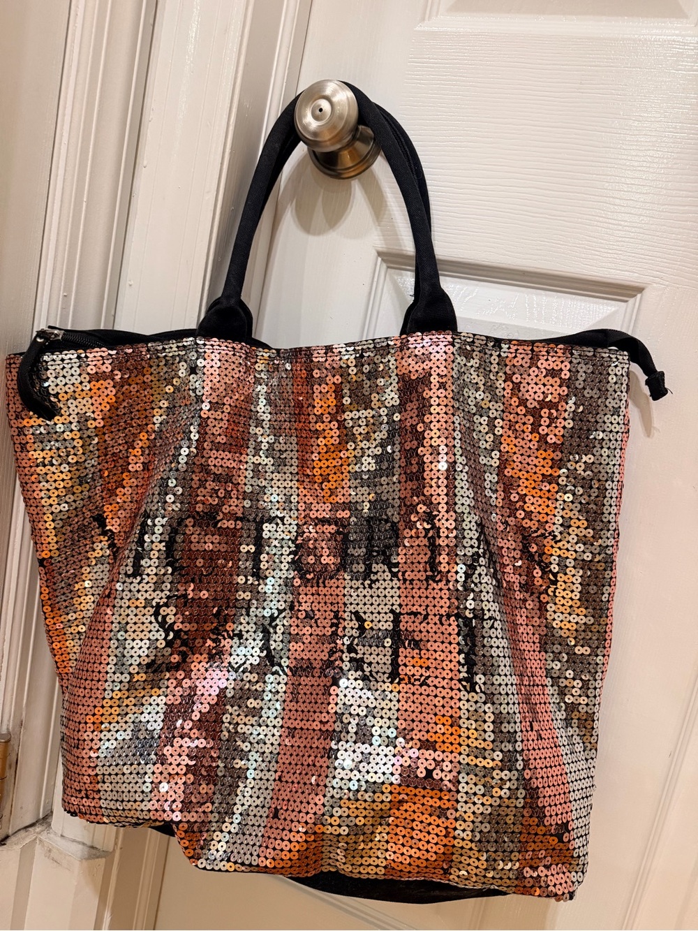 Victoria's Secret Sequin Tote in Rose Gold and Silver
